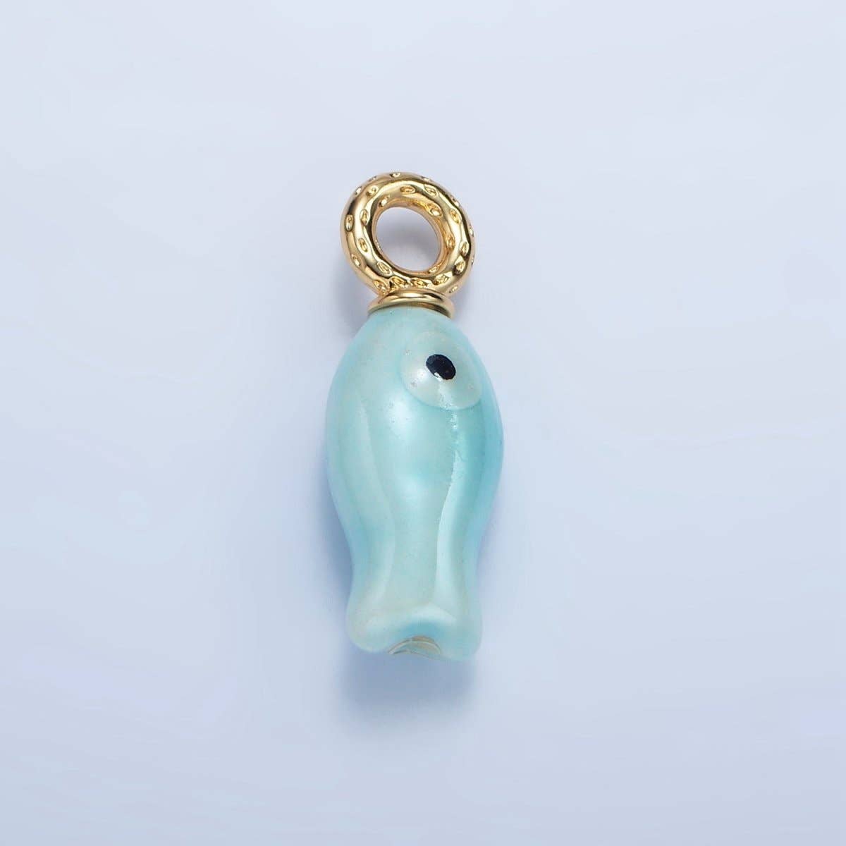 Aim Eternal - Wholesale Individual Charm/Pendant - 24K Gold Filled 30mm Enamel Fish Sea Animal Ceramic Drop Charm | X794 - X80112