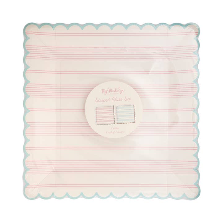 My Mind’s Eye – wholesale Disposable plate – SPR1043 - Pastel Striped Paper Plate Set