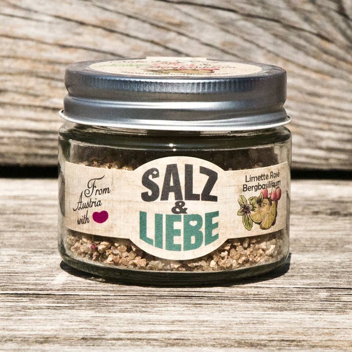 Organic lime rosé mountain basil salt 105g for wholesale by Salz & Liebe