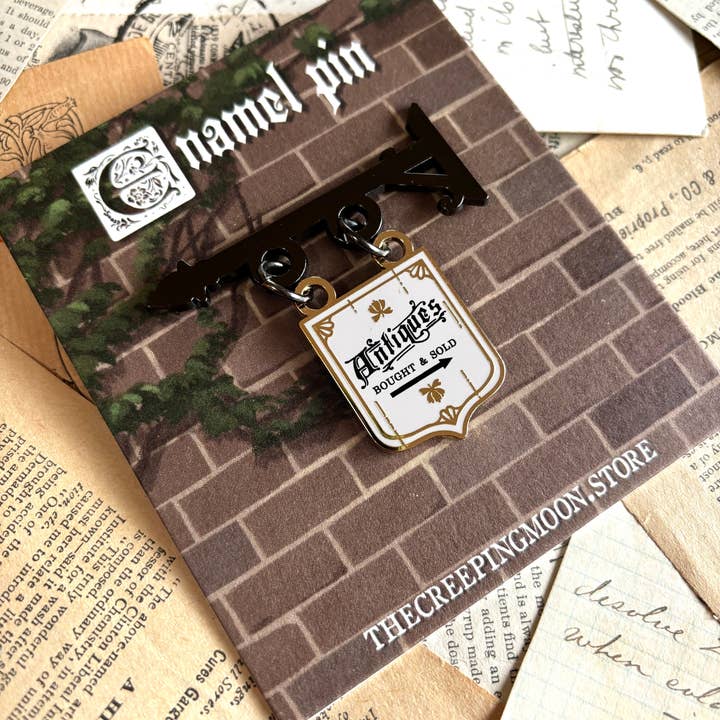 The Creeping Moon - Wholesale Lapel pin/button - Antique shop sign enamel pin