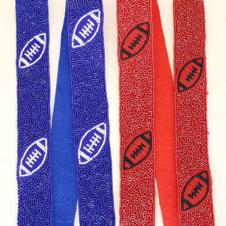 Seed-Beaded 2 Tone Football Shoulder Bag Strap for wholesale by SP Sophia Collection