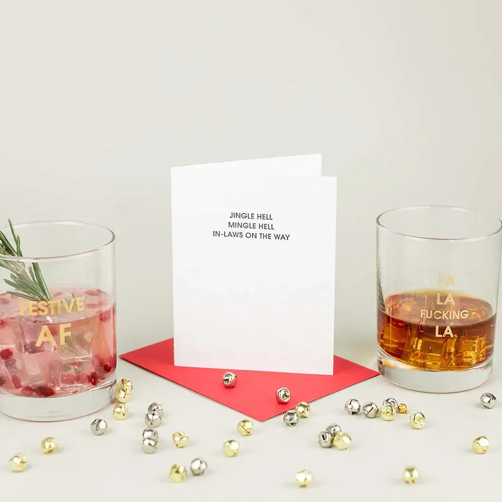 Chez Gagné - Wholesale Christmas Card - Jingle Hell, In Laws On The Way - Holiday - Funny Christmas Card2