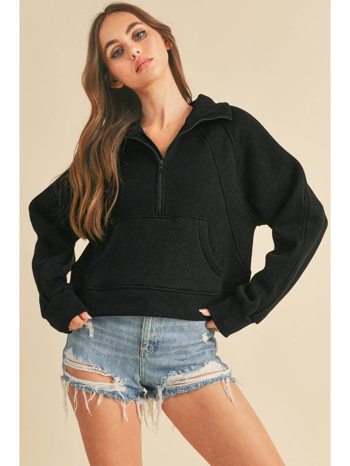 AEMI + CO - Wholesale Sweatshirt - Women's - 950CK Dove Funnel Neck Half Zip 5