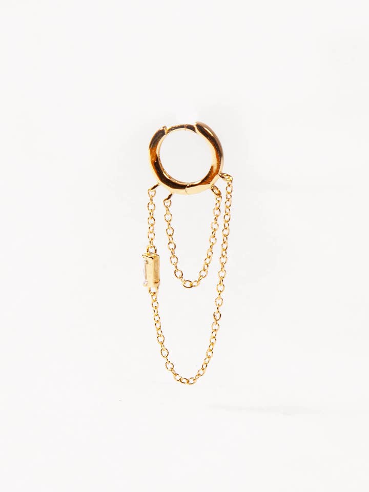 Chain Huggies with Baguette CZ Stone for wholesale by Seyyah