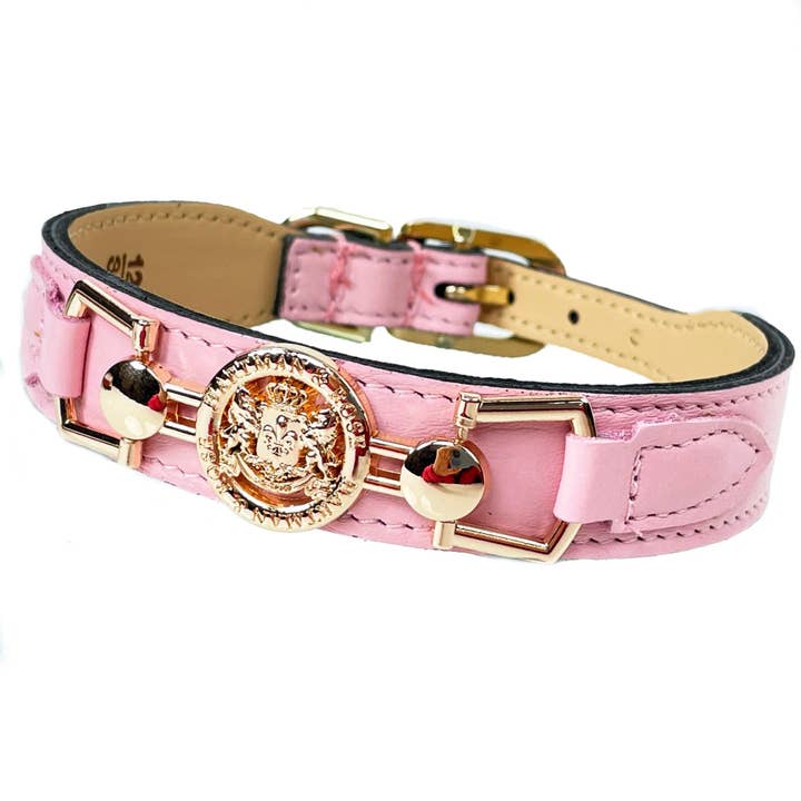 Hartman & Rose - Wholesale Pet Collar - Dog - Dynasty Dog Collar in Sweet Pink & Light Rosy Gold