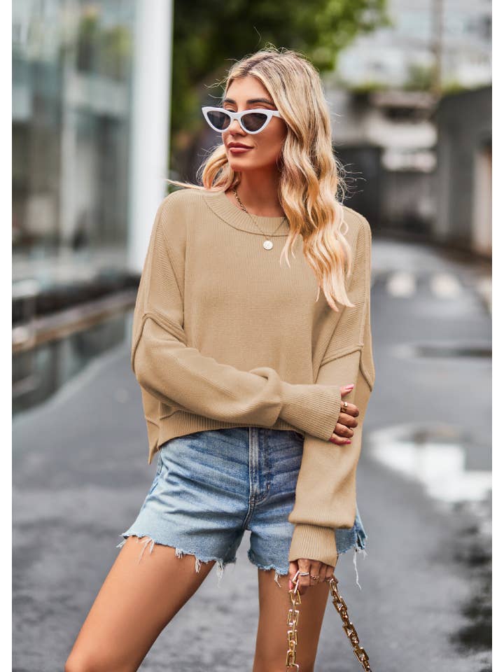 Miss Sparkling - Wholesale Knit Sweater - Women's - Round Neck Cropped Sweater7