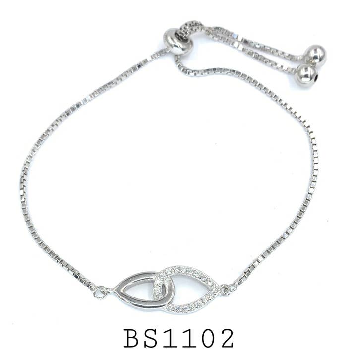 Pulseira Pave CZ Entrelaçada em Prata de 1ª Lei 925 por atacado de Nisso & Co. NYC Jewelry Wholesale