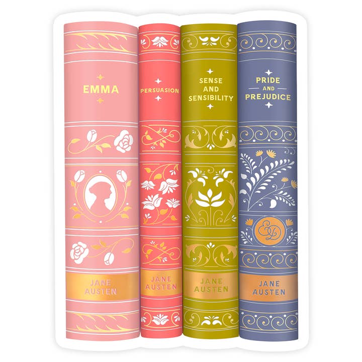 Autocollant romans de Jane Austen pour la vente par Shop Trimmings