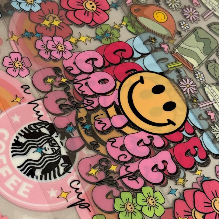 Crafty Treasures - Wholesale Sticker - COFFEE/ TEA Bundle of 5, 10 UV DTF 16oz Wraps, Wholesale1