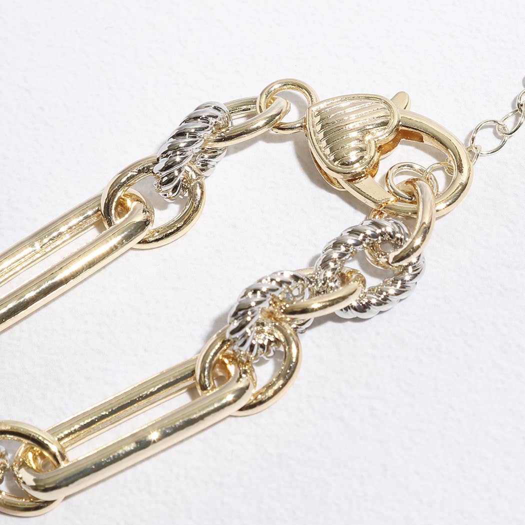 B Multi-Toned Chunky Chain Linked CZ Bracelet for wholesale on Faire6