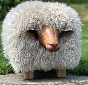 Tweed yourself - Wholesale Stool - Sheep Footstool - 'Curly Barley' - Light Oak Nose