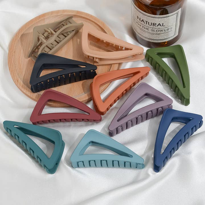 French Geometric Hollow Triangle Hair Claw Clip for wholesale by SoapElenGlen