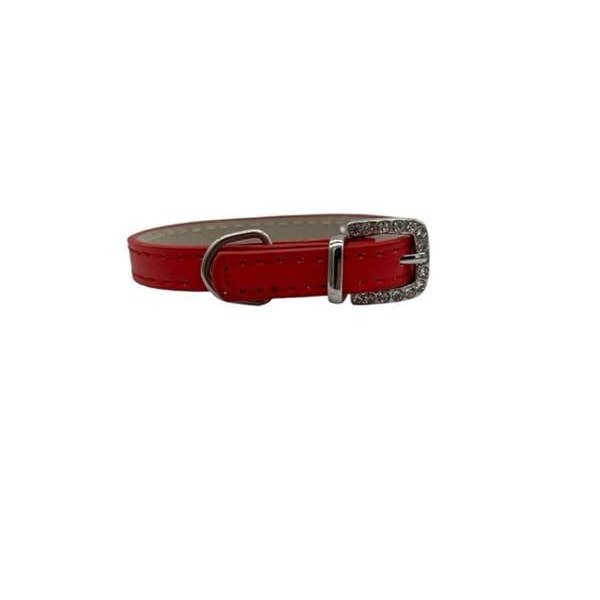 Kinky Pleasure – Engroshandel Halsbånd - Kat/hund – Kattekrave/Lille Hundehalsbånd - Rød - Dia 7 CM - Længde 28 CM - Bredde 1 CM - Spænde Med Luksus Diamantstenlook