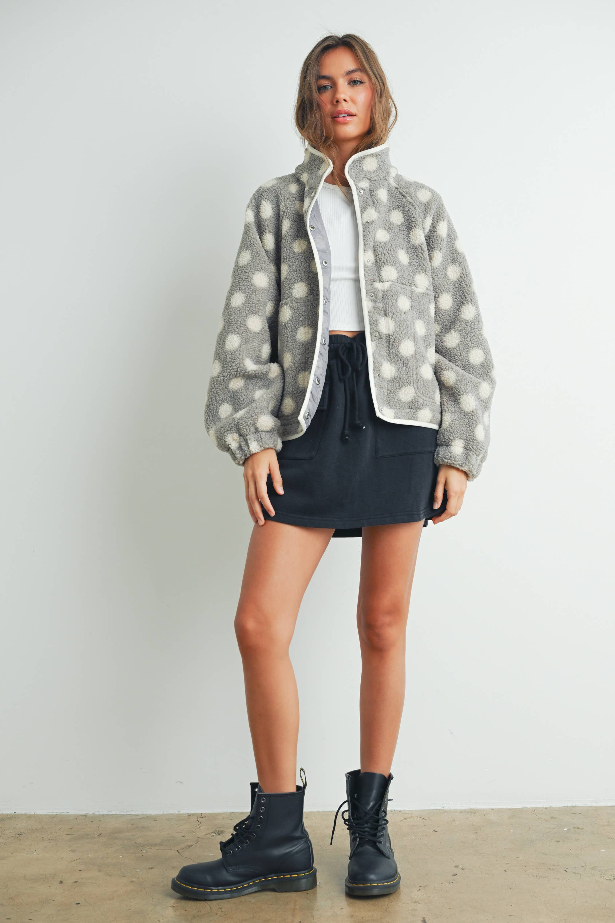 BUTTERMELON - Wholesale Jacket - Women's - Fall/Winter Polka Dot Button Down Jacket - BMJ74200