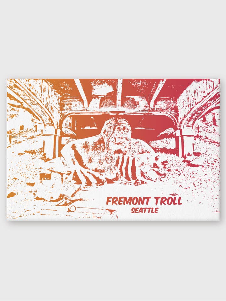 Fremont Troll Split Blæk Postkort for engroshandel hos Pike Street Press