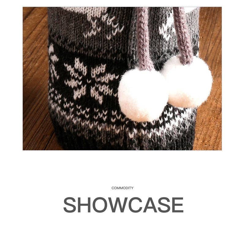 Ekartini - Vente Pochette cadeau pour bouteille de vin - Couvre-bouteille de vin tricoté, décoration de Noël4