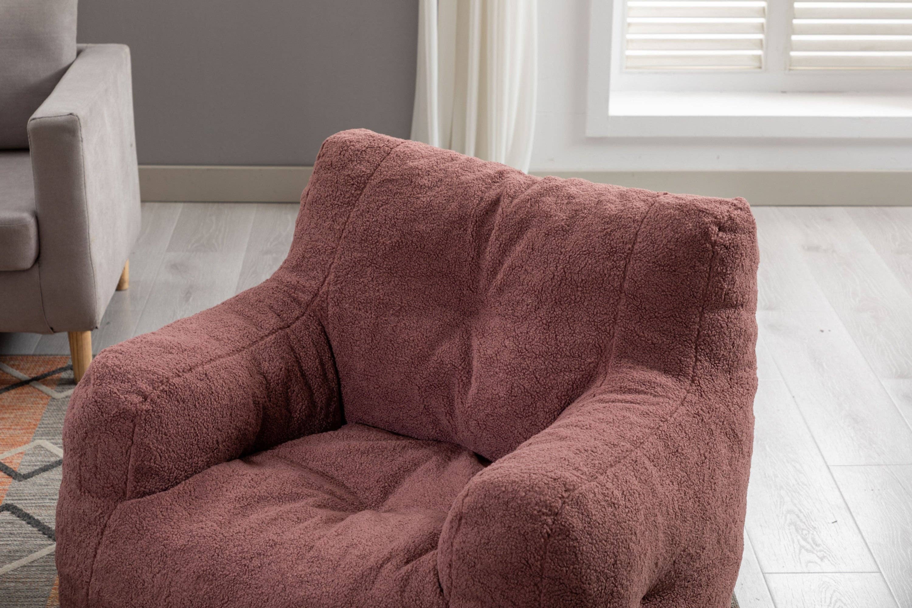 39F Inc. - Wholesale Chair - Tufted Teddy Fabric Bean Bag Chair with Ergonomic Backrest9