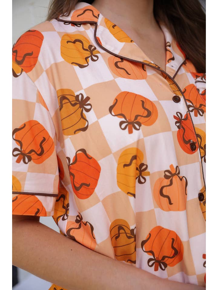 Green Harvest Hues Ruffle Pajama Set for wholesale on Faire4