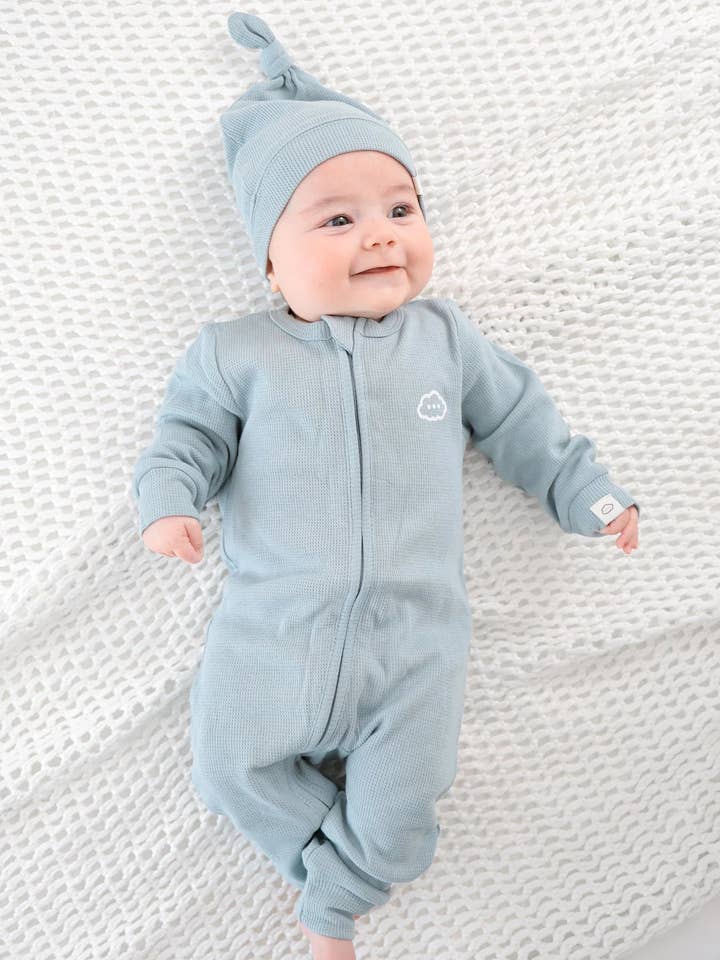 Biologisch Katoenen Wafelpak - Schemerblauw voor wholesale door Lūmmi in Colour Babywear