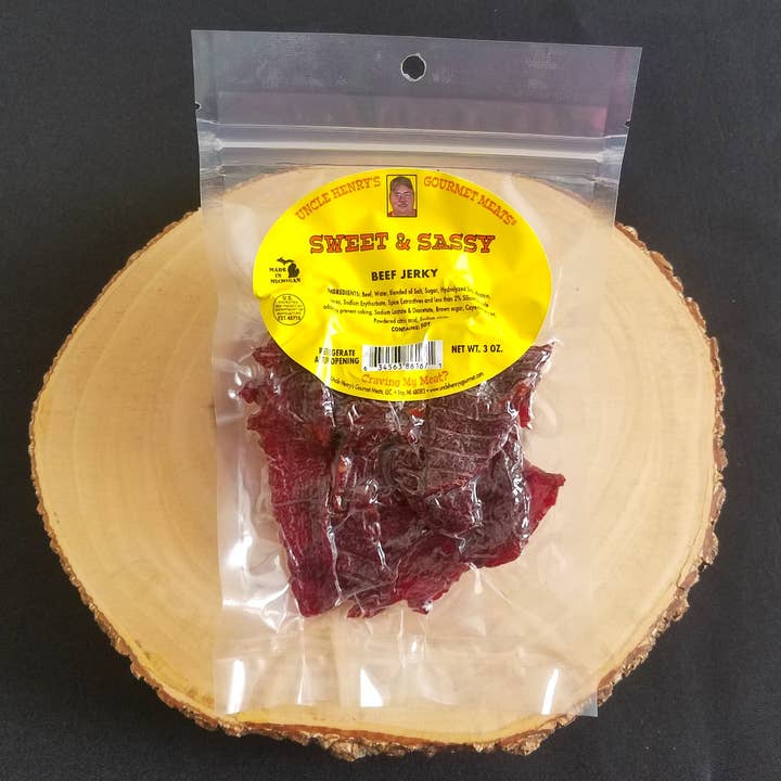 Sweet and Sassy Beef Jerky for wholesale by uncle henrys gourmet meats