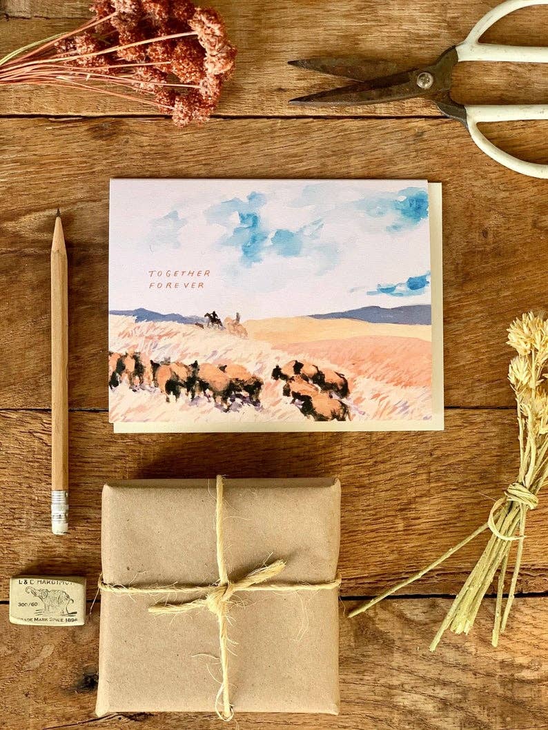Little Salt Wagon – Großhandel Liebeskarte – Together Forever Bison Love Western Country Rancher-Karte2