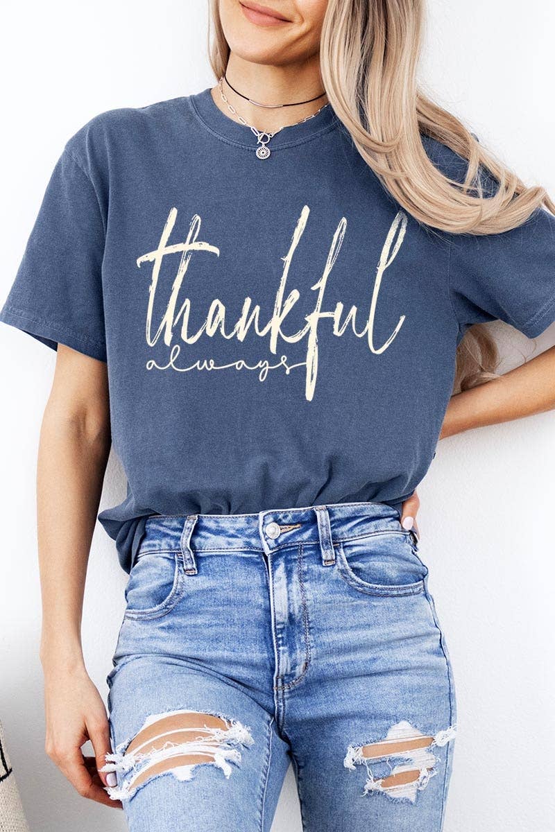 COLORBEAR - Wholesale T-Shirt (Graphic) - Women's - Thankful Graphic Garment Dyed Tee8