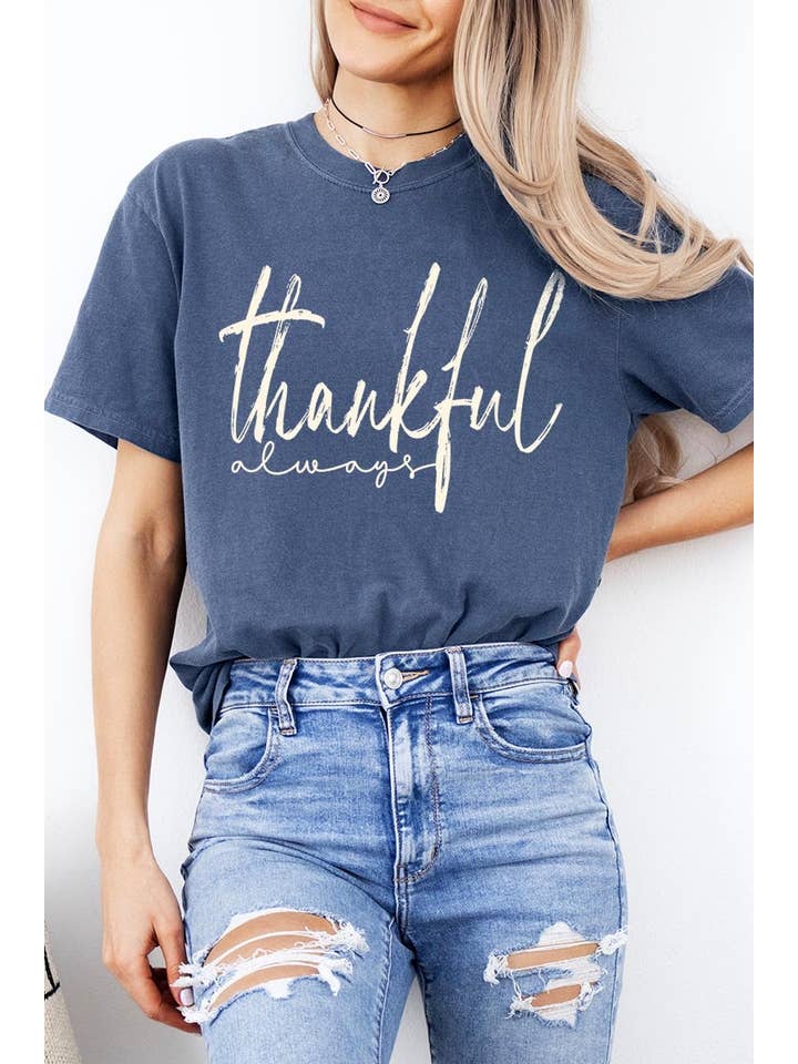 COLORBEAR - Wholesale T-Shirt (Graphic) - Women's - Thankful Graphic Garment Dyed Tee10