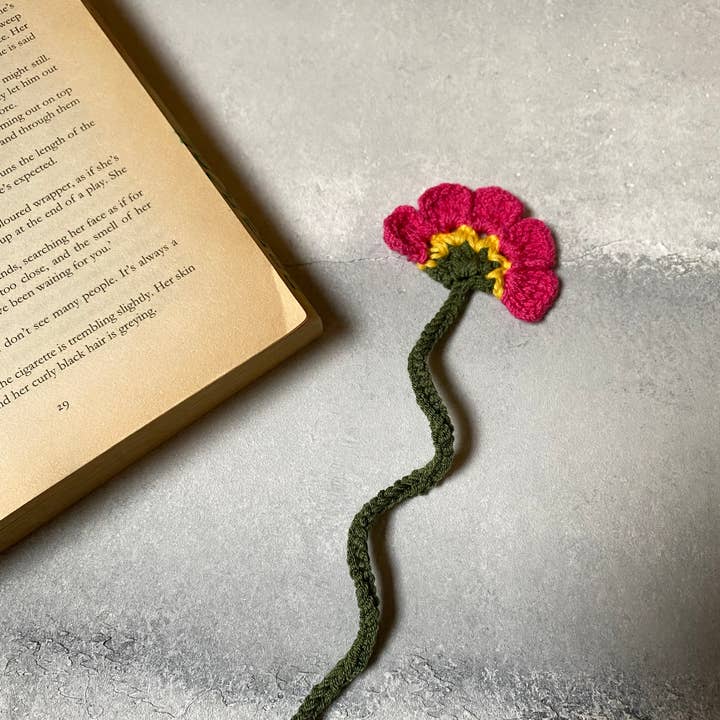 Honey Art and Nature - Vente Marque-page - Joli marque-page en forme de fleur au crochet, accessoire à chaîne Pink Bloom8