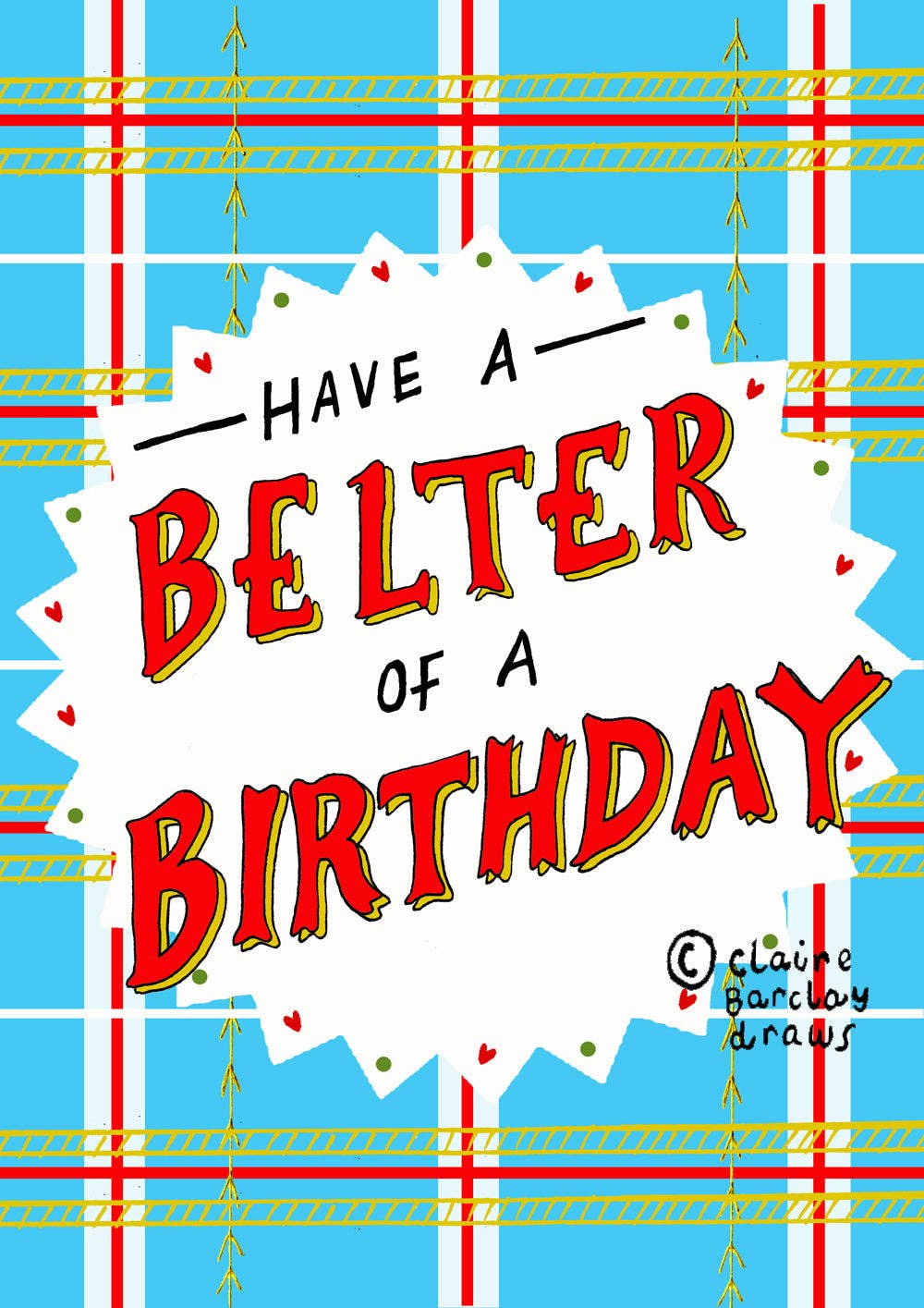 Claire Barclay Draws - Wholesale Verjaardagskaartje - Nog een fijne VERJAARDAG! Schotse Tartan verjaardagskaart1