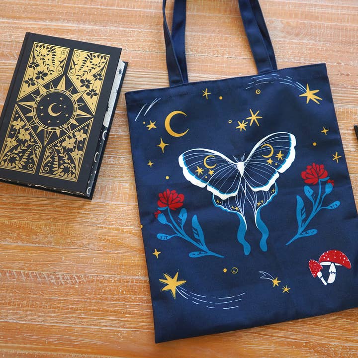 Believe in Magic Witchy Luna Moth Tote Bag for wholesale by The Moonborn