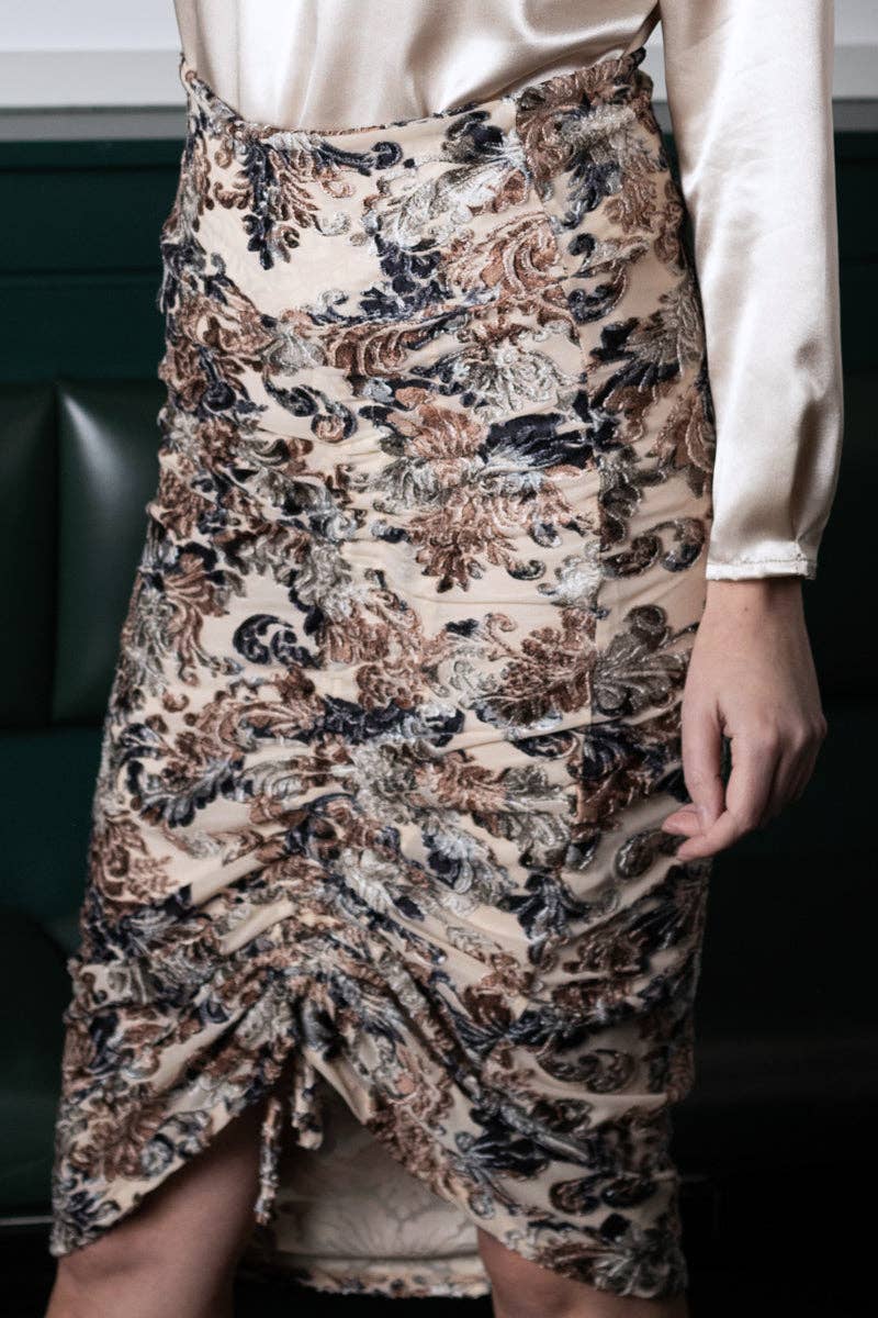 Rachel Walters Collection - Wholesale Skirt - Women's - Lottie Skirt Nude Floral4