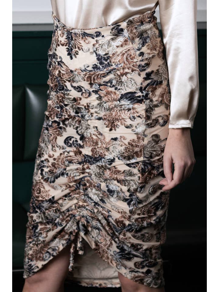 Rachel Walters Collection - Wholesale Skirt - Women's - Lottie Skirt Nude Floral4