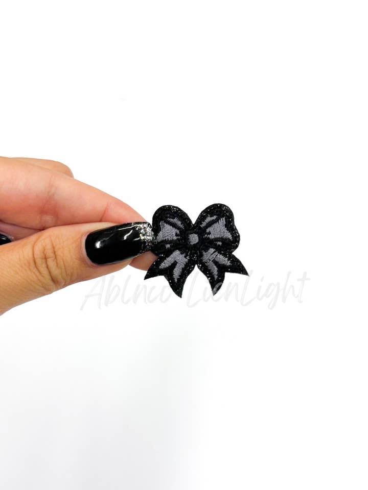 black dainty bow embroidery patch iron on for wholesale by ABLNco