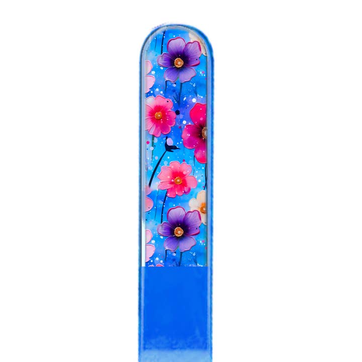 Classy Nail Files - Wholesale Nail File - Raining Pansy Flowers 3D Colored Czech Crystal Nail File