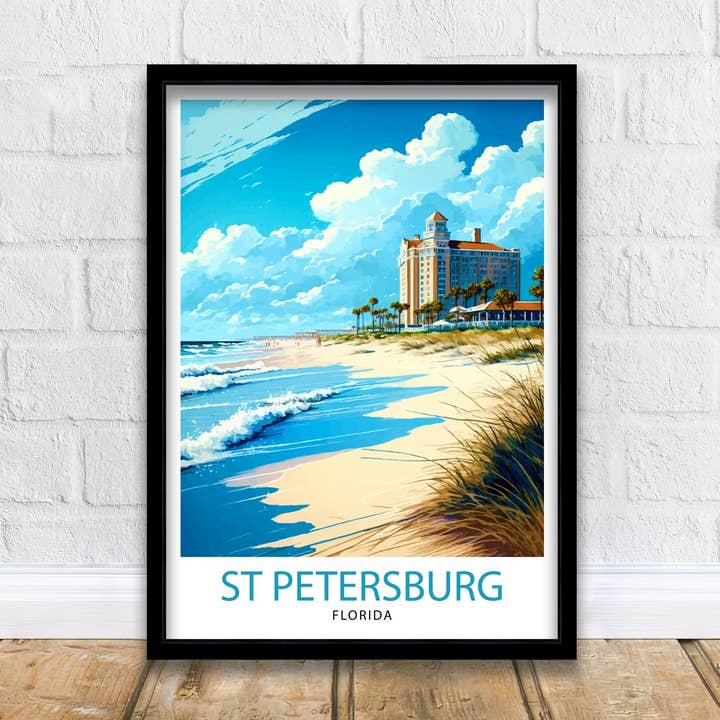 Reiseposter St. Petersburg Florida St. Pete Wandkunst Florida Stranddekor St. Petersburg Illustration Reiseposter Geschenk für Florida-Liebhaber für den Großhandel von InkNPrintz