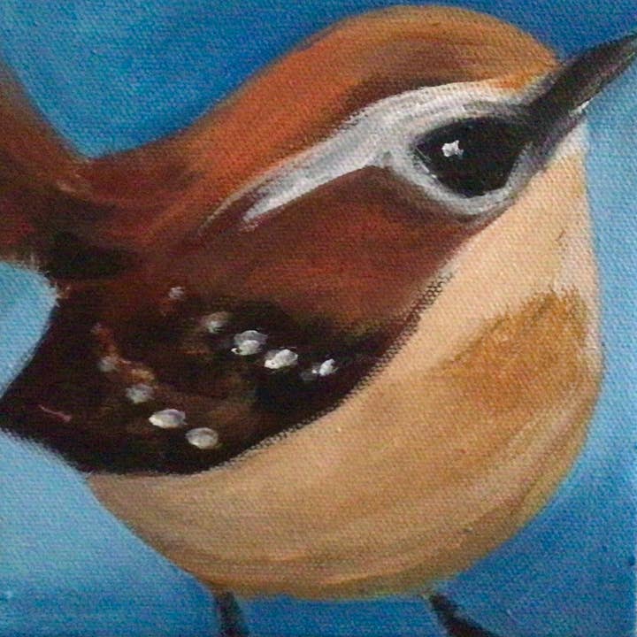 Wren Handmade One-of-a-Kind Painting for wholesale by Molly Cranch
