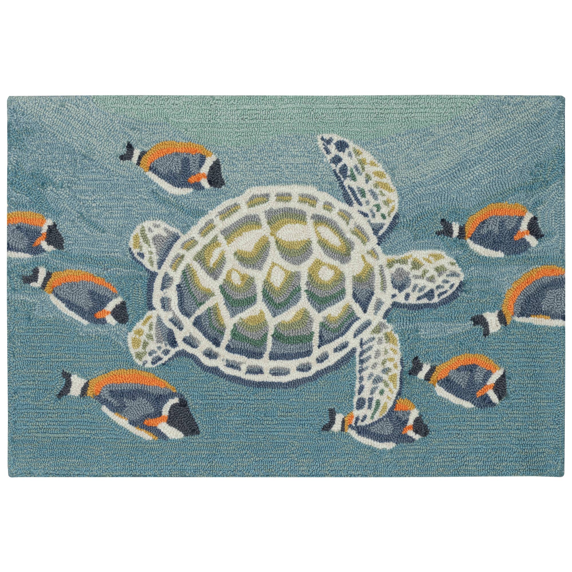 Ocean Liora Manne Frontporch Turtle n Fish Indoor/Outdoor Rug Ocn for wholesale on Faire5