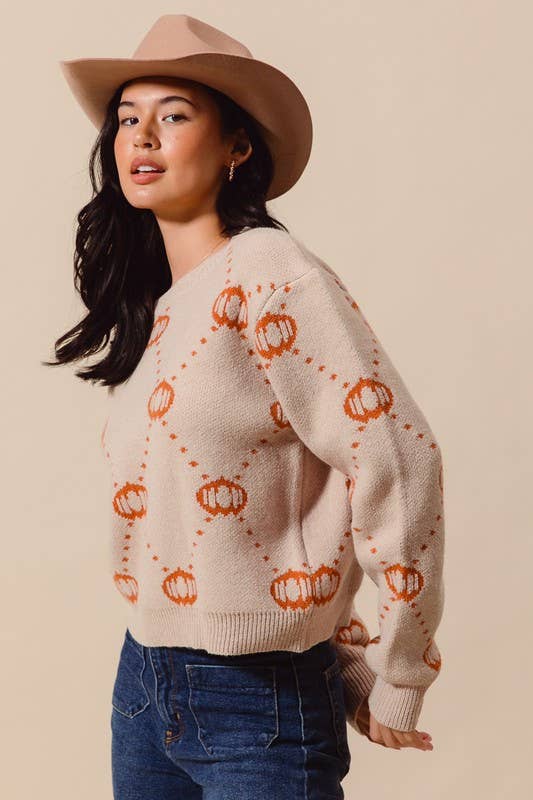 Vanilla Monkey - Vendita all'ingrosso Maglione tricot - Donna - Top maglione per Halloween per il Ringraziamento con rombi a forma di zucca2