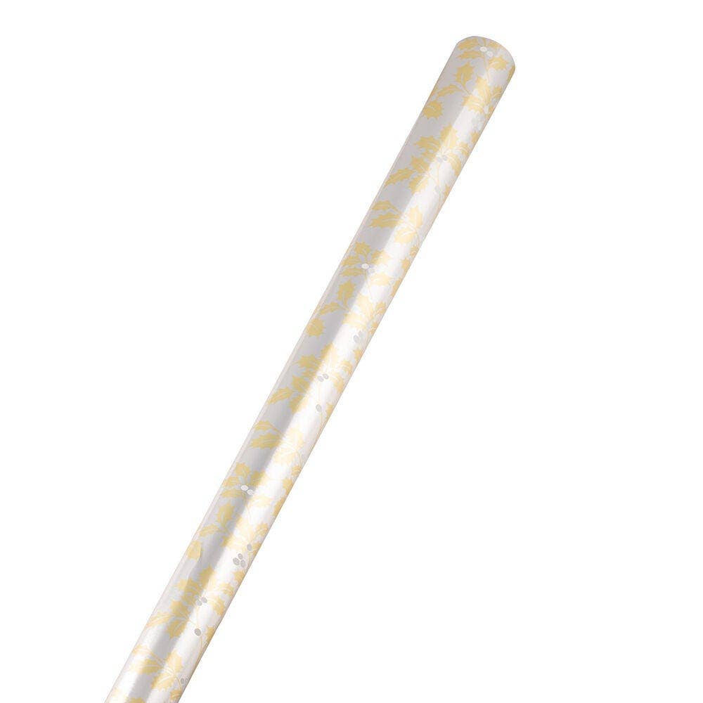 JAM PAPER - Wholesale Wrapping Paper Roll - Christmas Wrapping Paper, 12 Sq Ft, Gold & Silver Holly, 1PK0