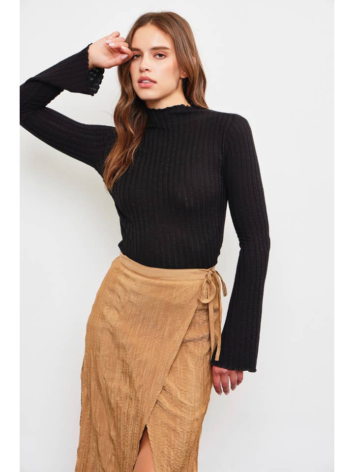 Mustard Seed - Wholesale Knit Sweater - Women's - HIGH NECK KNIT SWEATER