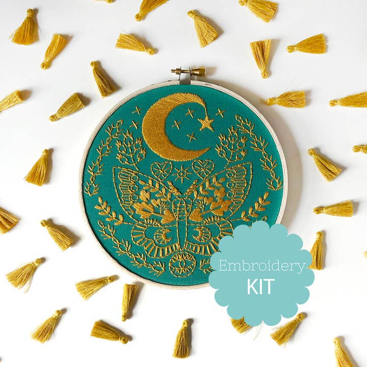Rikrack - Wholesale Embroidery/Cross Stitch Supplies - Lunar Moth Embroidery Kit