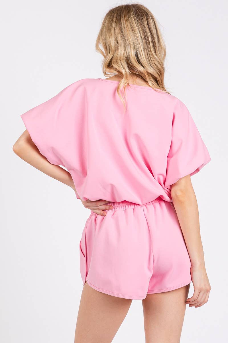 BLACK BUBBLE HEM SCUBA TOP AND BOTTOM SET for wholesale on Faire12