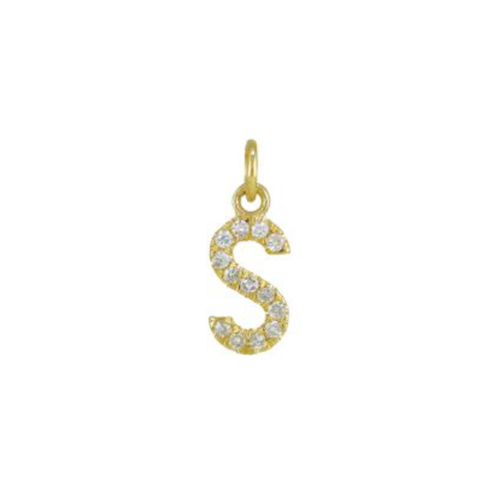 Ashley Schenkein Jewelry Design - Wholesale Pendant/Charm Necklace - Diamond Initial Charm 14K Yellow Gold Necklace21