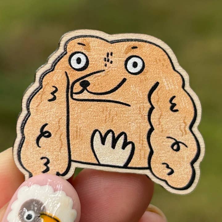 Golden Cocker Spaniel Dog illustrated Wooden Pin for wholesale by Fernandes Makes