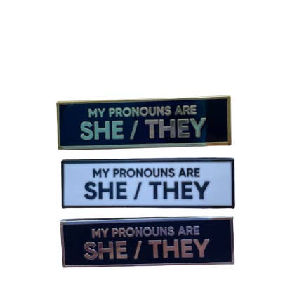 Retrophiliac - Wholesale Lapel Pin/Button - She They Pronoun Pin
