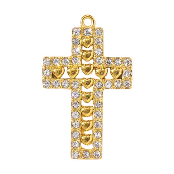 Cross & Heart Charm Gold for wholesale by Coco Luna Collection