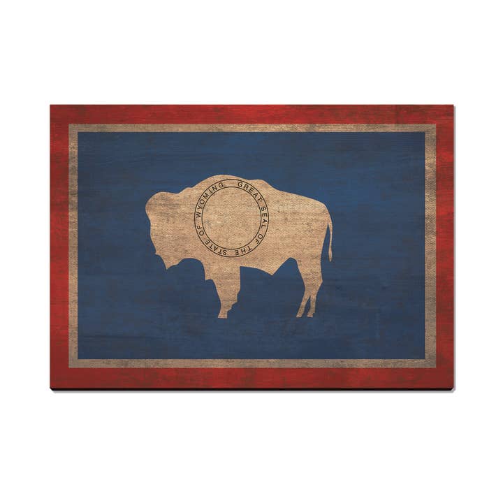 Wyoming Rustic Wood Flag - Wood Postcards & Magnets for wholesale by DaydreamHQ