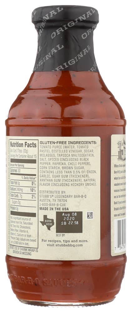 KeHE Distributors, LLC - Wholesale BBQ Sauce - Stubb's Sauce BBQ Original 18 oz2