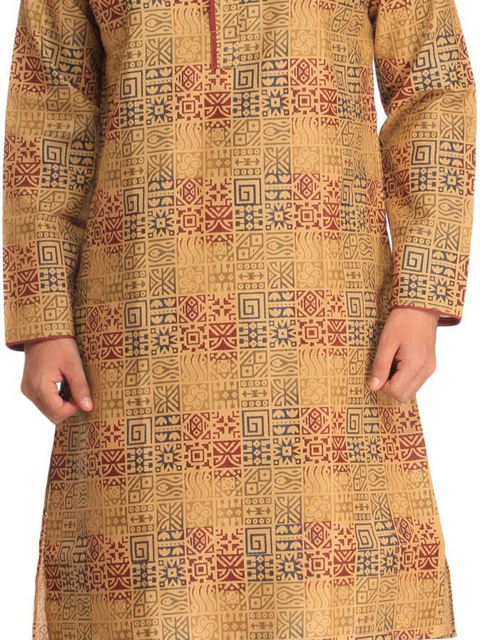 Conjunto de Pijama Kurta Casual em Algodão com Estampa Heiroglífica por atacado de Exotic India Art