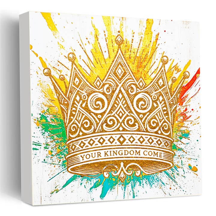 Ditt rike komme Liten kristen träskylt – Guldkrone Bibelvers Dekor för skrivbord eller hylla för wholesale av BeGenuine